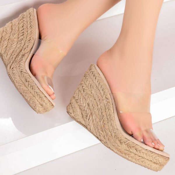 Women’s Golf Heel Slippers – Transparent Strap & Jute Sole