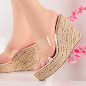 Women’s Golf Heel Slippers – Transparent Strap & Jute Sole
