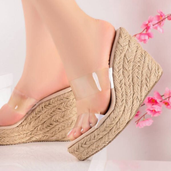 Women’s Golf Heel Slippers – Transparent Strap & Jute Sole