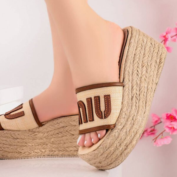 MIU MIU-Inspired Jute Wedge Slippers