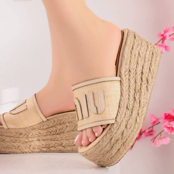 MIU MIU-Inspired Jute Wedge Slippers